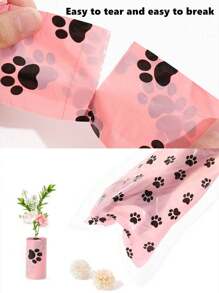 Available In 2 Sizes: 5 Rolls/75pcs And 10 Rolls/150pcs, Polyethylene Pet Poop Bags, Leakproof Dog Waste Bags Refill, With Paw Print Pattern, Suitable For Outdoor Walking And Animal Waste Disposal, Pet Cleaning Supplies