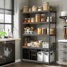 5-Tier Steel Shelving Unit-Black, 35-3/10"W X 17-1/2"D X 72"H, Adjustable Storage Rack, Heavy Duty Shelf With MDF Board, 1650 Lbs Load Capacity (Total) For Garage, Basement, Warehouse, Kitchen