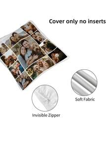 1pc Customized Personalized Photo Printed Pillow Case, Custom Face Pillow,Single Sided Print Pillow Cover For Mother's/Father's/Thanksgiving/Teachers' Day, Create Your Own Picture Pillow Case, Great Gift For Family, Friends And Yourself,Christmas Gift Supplies
