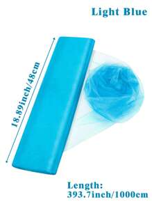 1 Roll Sheer Organza Tulle, Wedding Ceremony Decor, Swiss Voile Fabric For Wedding Chair Decoration, Wedding Supplies, DIY Sewing Tulle For Wedding Decor, Wedding Ceremony Party Supplies, Fabric, Bridal Shower Decor - Blue - View 6