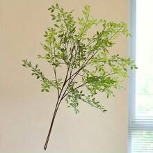 2 件 42.51 英寸人造绿色植物茎，花瓶用仿真叶茎，绿色装饰茎，适用于商店、花园、办公室、家居装饰人造植物花束 - 深綠 - 查看 5