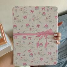 1 Pc Cute Pink Bow 720 Rotating Tablet Case, Ipad 10 Case With Pen Slot, Clear Crystal Back Cover, Support Sleep/Wake Function, Compatible With Huawei, IPad - Multicolor - View 4