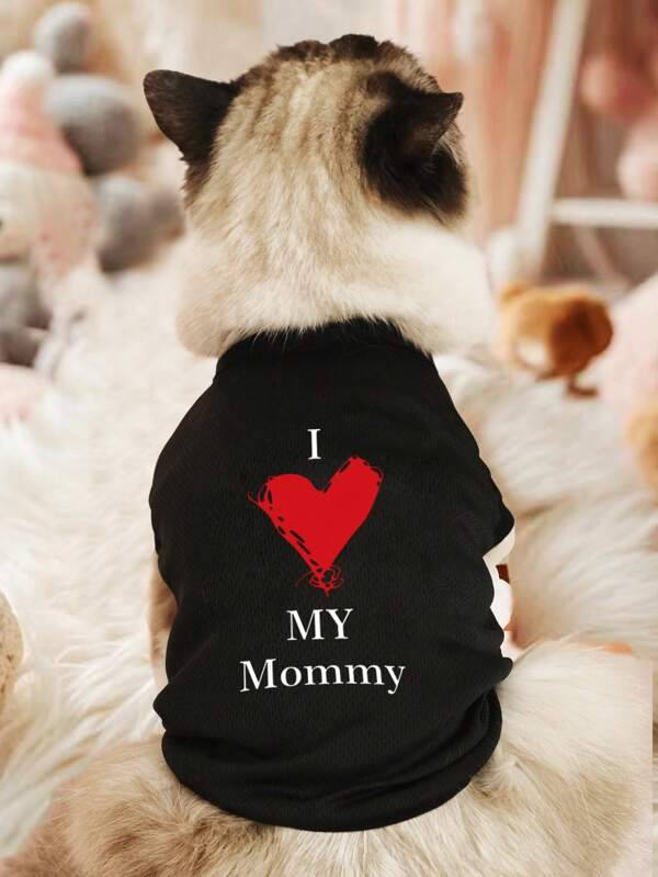 1pc Pet Dog/Cat Letter Printed Vest, Lightweight Summer Breathable Sleeveless Shirt For Poodle, Teddy, Pug