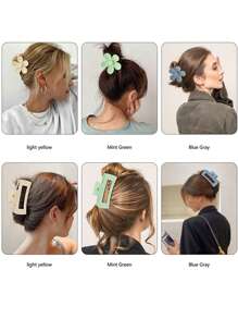 6pcs Retro Simple Matte Colorful Floral Square Hair Clips For Women, Daily Hairstyle, Shower, Updo, Hair Accessory, Fashion, Versatile, Suitable For Valentine's Day, New Year, Ramadan, Mother's Day, Pride Month, Back To School, Easter Gifts