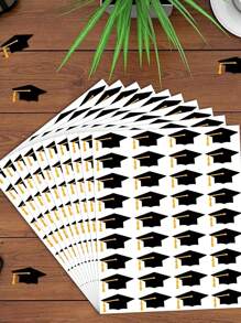 （10 件）毕业帽贴纸，黑色和金色毕业帽，证书信封密封标签，毕业装饰贴纸，防水贴纸，适合毕业派对 - 彩色 - 查看 7