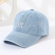 1pc Men's New Washed Denim NYC Embroidery Baseball Cap, Outdoor Sports Sun Protection