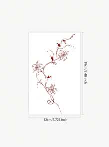 1 pièce Tatouage temporaire style art d'Asie de l'Est, fleur rouge, imperméable, anti-transpiration, usage unique, adhésif pour bras/dos, convient pour l'utilisation quotidienne des personnes à la mode