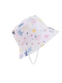 1 Pc Kids Star Design Bucket Hat, Boys/Girls Sun Protection Fishing Cap For Outdoor Activities, Park Play, Travel, Beach