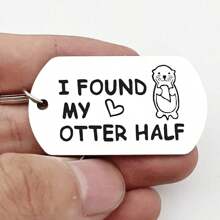 1 buc breloc amuzant din oțel inoxidabil pentru bărbați, I Found My Otter Half breloc cadou accesorii auto geantă farmec școală drăguț gotic Y2k