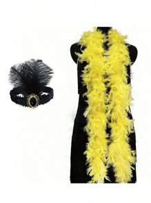 2 件/套人造彩色羽毛围巾 6.6 英尺女士羽毛围巾，适用于舞蹈婚礼派对万圣节、舞台装饰节日派对头饰配饰服饰配件、围巾装饰，适合生日派对、万圣节、圣诞节、赛马、茶会、除夕、音乐会和家居装饰、舞蹈婚礼、舞台表演、狂欢节服装及配饰、派对用品、送礼的理想选择 - 彩色 - 查看 11