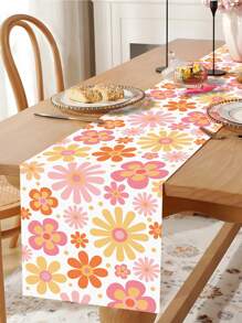 1Pc Retro Daisy Table Runner,180*35cm Polyester Table Cover,Spring&Summer Theme Tablecloth,Spring Decor,Birthday Party Decor,Spring Party Supplies,Kitchen Dining Table Decoration,Wedding Supplies,Bridal Shower Favors,Indoor/Outdoor Holiday Party Supplies,Home Decor,Tabletop Decor,Seasonal Decoration