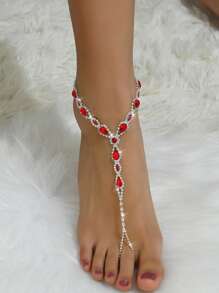 1 pieza Tobillera europea y estadounidense de moda con cristales florales, anillo para el dedo del pie sexy para mujer, adecuado para boda, fiesta en la playa, banquete