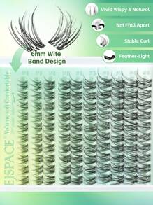 100 piezas de racimos de pestañas naturales estilo wispy, extensiones de pestañas individuales con rizo D, longitudes mixtas de 10-18 mm, aspecto natural, con banda de pestañas transparente y delgada. Racimos de pestañas, racimos de pestañas, pestañas individuales, pestañas, pestañas postizas.