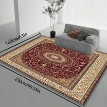 [Crystal Velvet 700g/㎡ Point-Printed Bottom, 5mm Thick] 1pc Bohemian Style Solid Color Area Rug, Soft Non-Slip Washable Carpet Suitable For Living Room, Bedroom, Kitchen, Office, Home Decor, Large Classroom Rug, Geometric Washable Rug