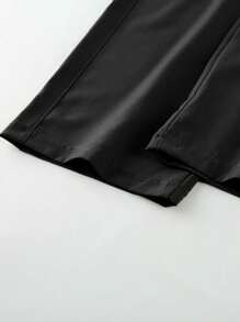 1 pieza Pantalones cargo rectos de unicolor y versátiles para niños preadolescentes, adecuados para ir y venir, la escuela, el uso diario casual, los viajes, los deportes, primavera/verano/otoño/invierno - Negro - Ver 6