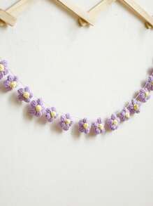 1 pièce Couronne florale au crochet fait main - Chaîne de marguerites violettes, convient pour la décoration de la maison au printemps/été, parfait pour un cadeau de mariage, baby shower ou fête des mères. Décoration murale florale colorée pour le salon, la chambre, la pépinière, les fêtes, les mariages, les anniversaires, les cérémonies de remise des diplômes - Prune - Voir 9