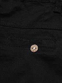 男童休闲弹力腰带刺绣拉链及膝短裤，腰部可调节 - 黑色 - 查看 9