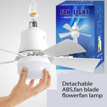 1 pieza Ventilador de techo LED regulable WAGUDO con control remoto - 3 velocidades, base E27/E26, diseño moderno blanco para cocina, dormitorio y espacios pequeños, perfecto para Navidad