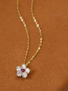 1Pc Fashionable 925 Sterling Silver Diamond Flower Necklace For Women Ladies Jewellery Party Gift Engagement Wedding Eternal Promise Necklace Fine Jewelry