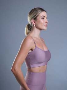 FITNESS TOP WITH NON-TRANSPARENCY STRAPS AND HIGH SUPPORT - Rusty Rose - View 3
