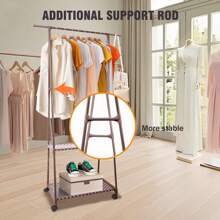 Clothes Rack 2 Tier, Triangle Garment Rack, Clothes Organizer On Wheels, Portable Garment Laundry Coat Rack, Closet Rack For Hanging Clothes, Clothes Hanging Rack For Home Office Dorm Black - Brown Pulley - View 8