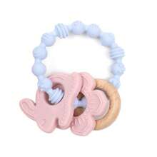 Silicone Wearable Baby Teether - Anti-Eating Hand Design, Never-Drop Wristband Teething Toy, Infant Oral Care & Molar Stick - Wooden Ring Series - View 9
