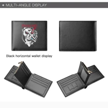 Billetera corta genial Overlord de color negro de hombres, PU, portaidentificaciones de anime, monedero con cierre con diseño de calavera de dibujos animados, bolsillo para monedas, bolsa para cambio y dinero, billetera pequeña para hombre - Negro - Ver 3