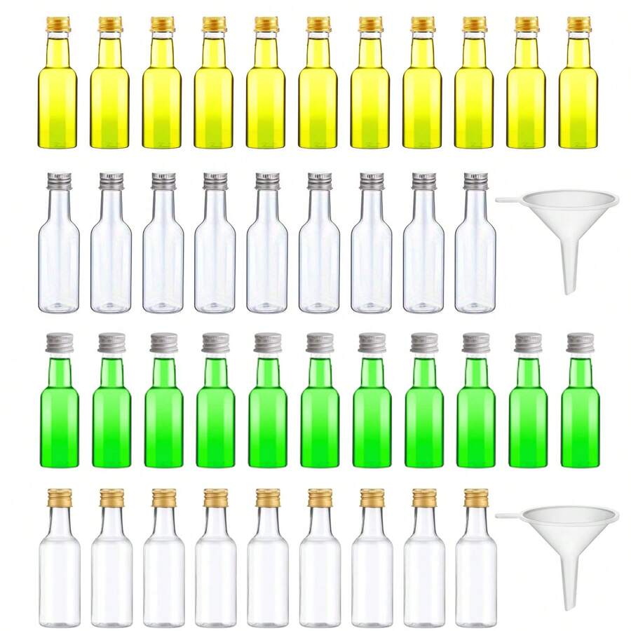 12/48pcs/5pcs/1PC/120/350/500pcs透明空塑料酒瓶配免费漏斗，易于填充，不易泄漏，体积小不占空间可以放在包里，适用于酒精，烈酒，威士忌或小固体，野餐和家庭聚会和派对都可以使用。