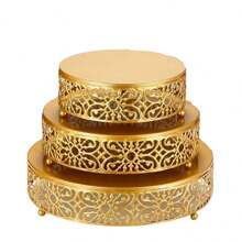 1 Pieza Elegante Soporte de Pastel de Metal Dorado - Soporte Redondo para Exhibir Postres, Apto para Cupcakes, Dulces, Bodas, Fiestas, Cumpleaños - Soporte para Cupcakes de Hierro Reutilizable, Sin Necesidad de Electricidad, Fácil de Almacenar - Multicolor - Ver 6