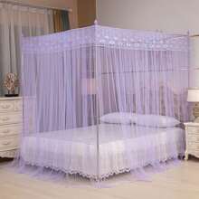 Dosel de cama con mosquitera, abierto por tres lados, ideal para dormitorios, sin marco, estilo princesa. Disponible en cinco colores, a prueba de insectos y moscas, ideal para uso doméstico. - Púrpura 3 - Ver 4
