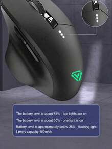 Ratón inalámbrico recargable, larga duración de la batería, compatible con computadoras de escritorio y portátiles, muy atractivo para la oficina y el juego - Negro - Ver 6