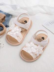 Infant Infant Girls Summer Sandals With Flower Bowknot Soft Sole Wedding Dress Flats Newborn First Walkers Crib Dress Shoes - White - View 13