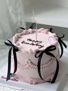 10pcs Ribbon Bow Cake Decorations, Black Ribbon Bow Cake Decorations Silk Cake Skirt, Graduation Cake Toppers, Birthday Party Table Decorations,Birthday Cake Topper,Birthday Cake Topper,Bow Ribbon Cake Decoration For Birthday Shower Wedding Party,Decorate Your Cake, Birthday Party Table Decoration,Wedding, Party, Valentine's Day, Mother's Day, Celebration Cakes