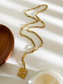 Monlansher 1 pezzo Nuova collana in acciaio inossidabile con ciondolo a forma di cuore, lunga collana da donna alla moda, minimalista e versatile per uso quotidiano