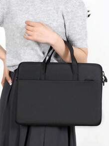 1pc Embroidery Customization Solid Color Simple And Lightweight Portable Laptop Bag, Portable Business Trip Waterproof Computer Protective Case, Zippered Office Computer Bag For Outdoors/Outings/Travel/Hiking/Stadium/Sports/Climbing, For Business/Commute/Work/Office, Travel