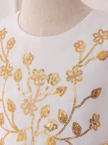 年轻女孩白色长袖公主化装舞会礼服 - 白色 - 查看 4