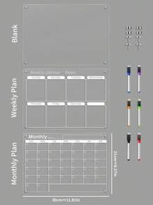 1pc acryl whiteboard, transparant patroon memobord, herbruikbare magnetische planner en planningsbord voor koelkast