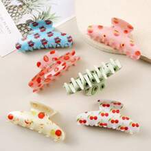 6 Stück/1 Stück Mode Glitzer Mädchen Frucht Muster PVC große Haarspangen, bunte Blumen Haarspangen, geeignet für Frauen, elegant, minimalistisch, multifunktional, für Alltag, Party, Arbeitsoutfit, Reise, Haarschmuck Haarklammer Haarspangen Haarklemme Haar-Fangclip