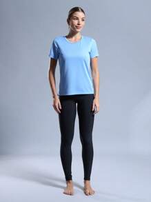 BABYLOOK WOMEN'S FITNESS T-SHIRT - Baby Blue - View 5