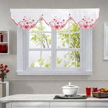 1PC Mother's Day Embroidered Heart Kitchen Curtain Valance - Hand Craft Hollow-Out Design, Rod Pocket Window Treatment For Living Room, Bedroom, Bathroom Decor, 150x37cm, Mother's Day Ideal Gift Gifts Birthday Graduation