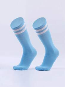 1 Pair Kids Breathable Striped Sports Socks, Thin Knee-High Soccer Socks For Boys Girls, Versatile Socks For Children Aged 2-12 - Multicolor - View 26