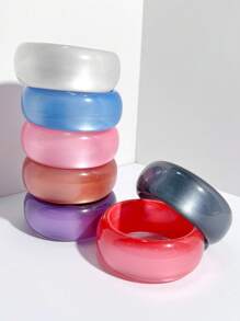 1 件彩色时尚圆形树脂手链，哑光饰面，适合日常佩戴或作为周年纪念/派对礼物 - 圓形霧面彩色 - 查看 1