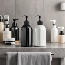 LEAPAIR 1/2 peças Dispenser de Sabonete Recarregável de 500ml com Bomba de Plástico, Dispenser de Bomba de Bambu, Suporte para Garrafa, para Shampoo, Condicionador, Loção, Sabonete Líquido para Banheiro e Chuveiro, Garrafa de Linha de Loção, Garrafa de Limpeza, Decoração de Casa e Móveis, Decoração de Banheiro, Decoração de Outono, De Volta às Aulas