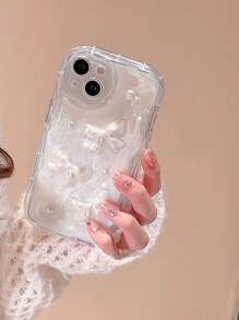 优质优雅蝴蝶结白色手机壳适用于 16/16 Pro Max/16 Pro/16 Plus/16E/15/15 Pro Max/15 Pro/15 Plus/11/12/13/14 Pro Max/XS/XR/11 Pro/11 Pro Max/12 Pro/12 Pro Max/13 Pro/13 Pro Max/14 Pro/14 Pro Max/14 Plus/12 Mini/13 Mini,创意软壳适合女性 - 白色單殼 - 查看 6