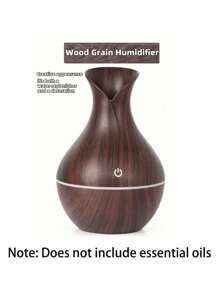 USB Humidifier Set (Includes 2 Bottles Of Essential Oils), Wooden Grain Creative Humidifier, Essential Oils Add Fragrance, Valentine's Day Gift