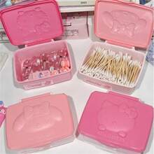 Sanrio 1 szt. Sanrio Hello Kitty Cartoon Cute Flip Style Pudełko do przechowywania, podkładka pod biżuterię i makijaż, wielofunkcyjne, pyłoszczelne pudełko do przechowywania na biurko. Materiał ABS z wzorem kreskówkowym, nadaje się na blat stołu w sypialni, jadalni, łazienki