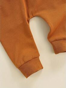 Pantalones para recién nacidos, niños y niñas, cintura elástica, cordón ajustable, estilo informal, holgados, largos - Marrón oscuro - Ver 5