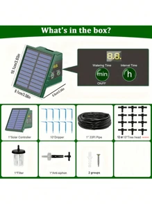 高品质太阳能滴灌系统，适用于花园 - 多种定时模式，自动植物浇水套件，支持多达 10 种盆栽植物，配有太阳能充电控制器和水位指示器，适用于室内和室外花园，电池容量 1500mAh - 彩色 - 查看 9