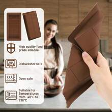 1/2/3pcs Thick Chocolate Bar Silicone Mould, Heat Resistant Non-Stick Chocolate, Candy, Mousse, Cake Decoration Baking Mould, DIY Handmade Soap, Candle, Epoxy Resin Crafts