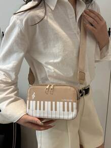 1pc Piano-Shaped Large Capacity Makeup Organizer, Suitable For Storing Daily Cosmetics